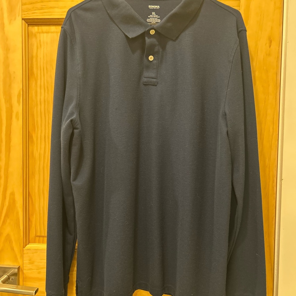 Navy Blue Long Sleeve Polo Shirt
